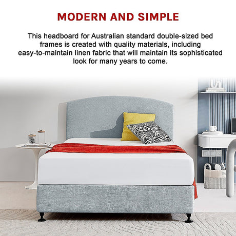 Braemar Bay Curved Bed Head, Stone Grey Double