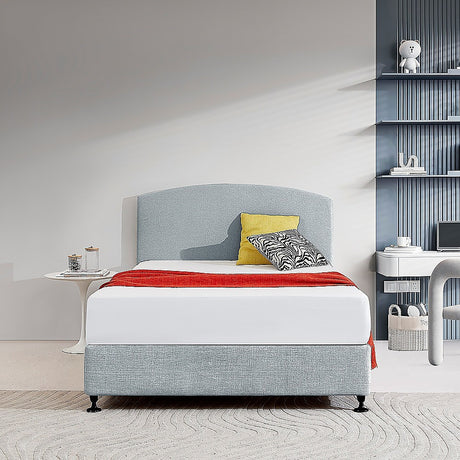 Braemar Bay Curved Bed Head, Stone Grey Double