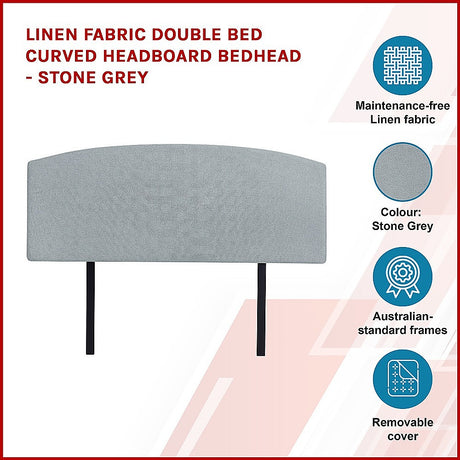 Braemar Bay Curved Bed Head, Stone Grey Double