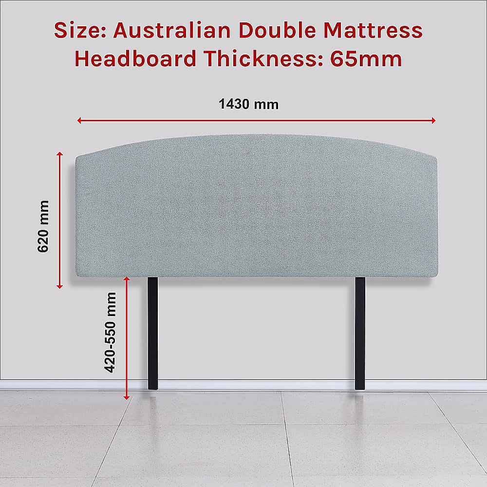 Braemar Bay Curved Bed Head, Stone Grey Double