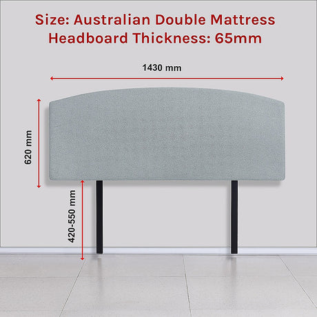 Braemar Bay Curved Bed Head, Stone Grey Double