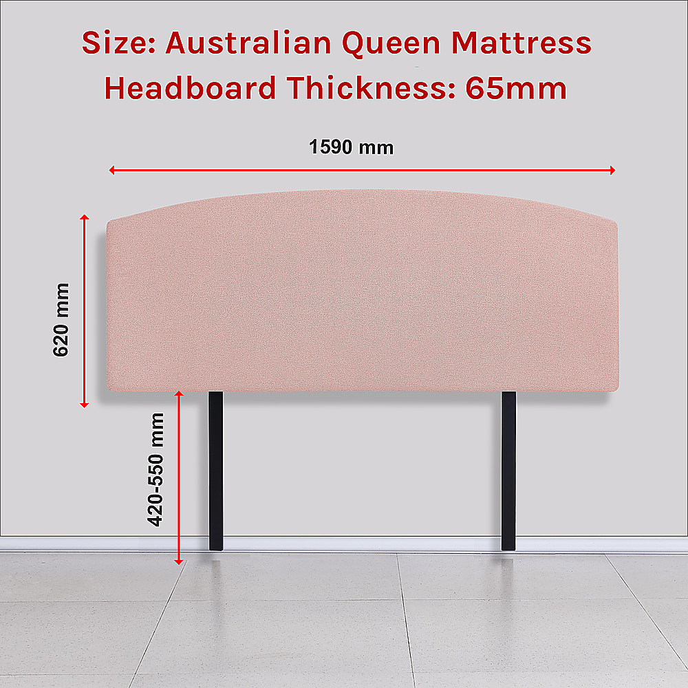 Braemar Bay Curved Bed Head, Pale Pink Queen