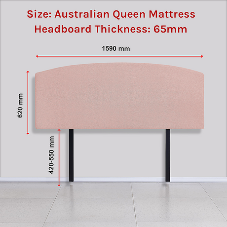 Braemar Bay Curved Bed Head, Pale Pink Queen
