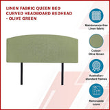 Braemar Bay Curved Bed Head, Olive Green Queen