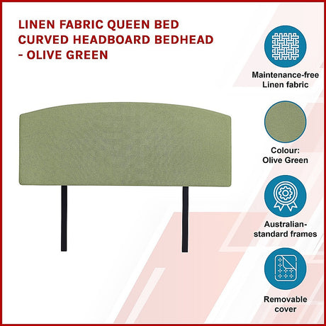 Braemar Bay Curved Bed Head, Olive Green Queen