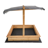 Kids wooden sandpit with adjustable grey UV canopy