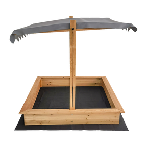 Kids wooden sandpit with adjustable grey UV canopy