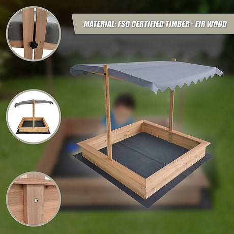 Wooden sandpit outdoor setup