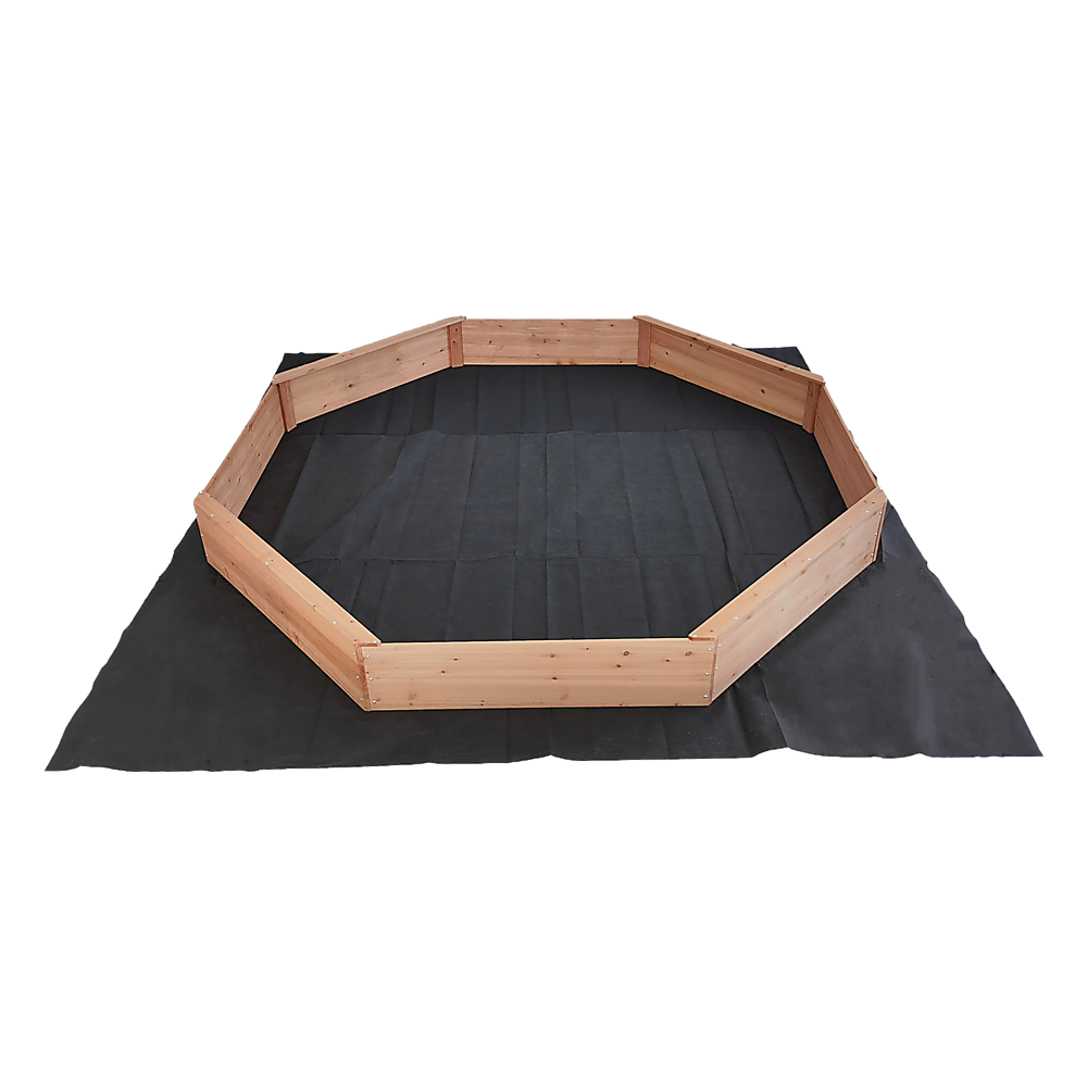 Wooden octagonal sandpit with bench seats