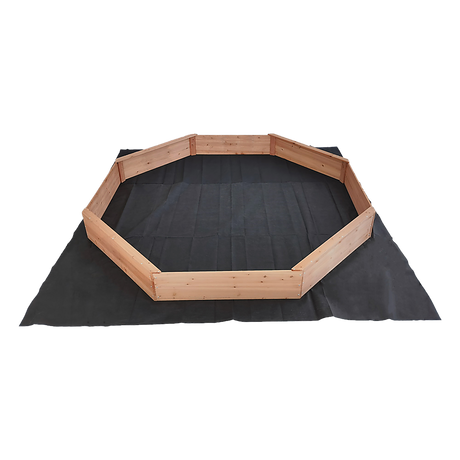 Wooden octagonal sandpit with bench seats