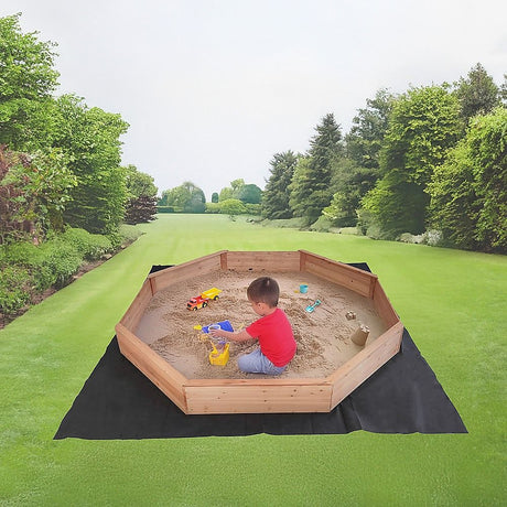 Wooden octagonal sandpit with bench seats