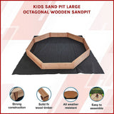 Wooden octagonal sandpit with bench seats