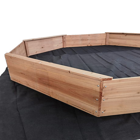 Wooden octagonal sandpit with bench seats