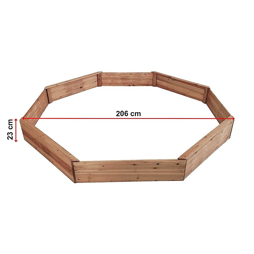 Wooden octagonal sandpit with bench seats