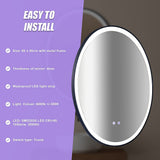 Oval Mirror LED Anti-Fog Illuminated Bathroom Living Room