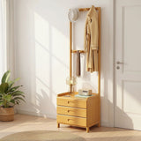 Wallington Wooden Hall Stand with Drawer, Natural Wood