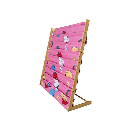 Kids Book Display Bookshelf, 8 Tier Natural and Pink