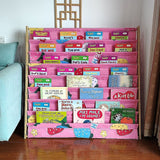 Kids Book Display Bookshelf, 8 Tier Natural and Pink