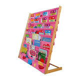 Kids Book Display Bookshelf, 8 Tier Natural and Pink