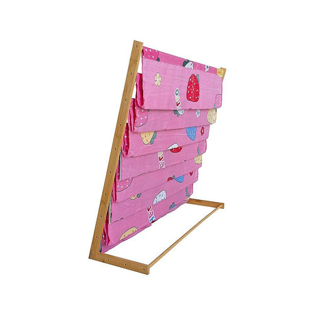 Kids Book Display Bookshelf, 8 Tier Natural and Pink