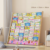 Children's Bookshelf and Magazine Rack — 8-Layer Bamboo and Cloth, Natural — Allure Home Collections