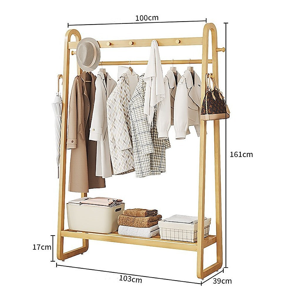 Montefrio Bamboo Clothes Rack, 160 x 100cm, Natural Wood