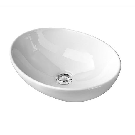 White oval ceramic above counter basin, 41x34cm