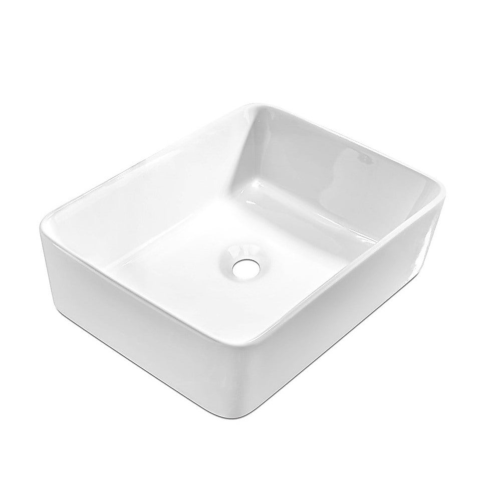 White square ceramic above counter basin, 48cm high gloss