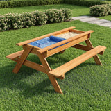 Kids picnic table sandpit area