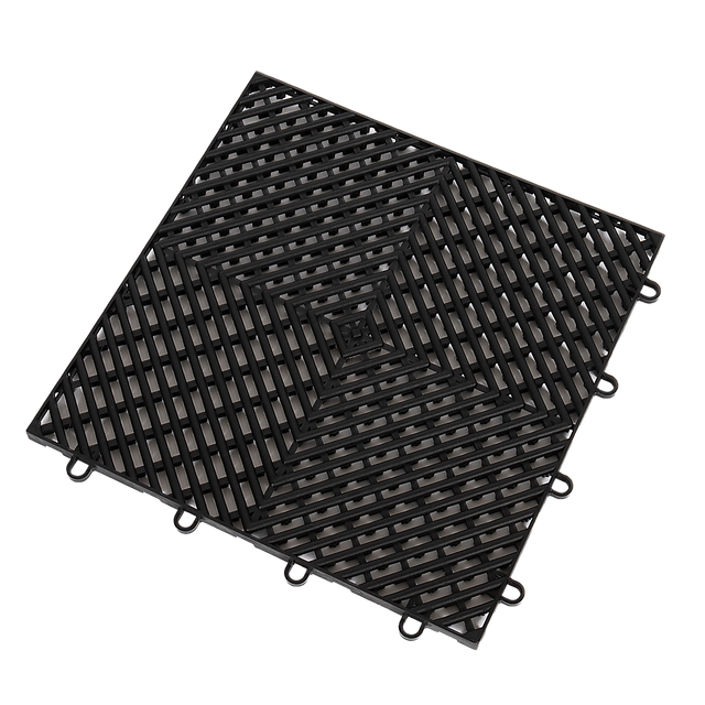 Bracciano vented polypropylene garage floor tiles with diamond pattern surface