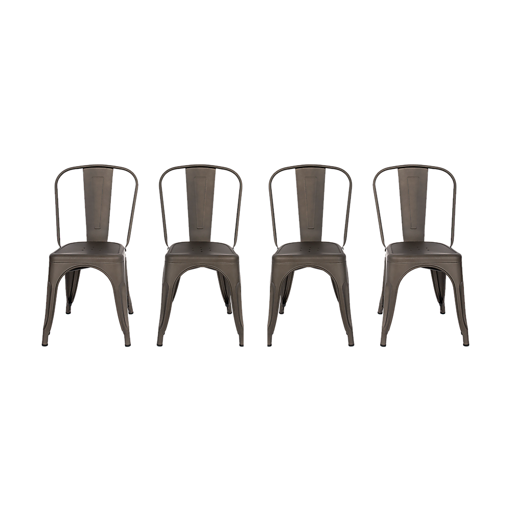 Vintage Metal Stackable Dining Chairs Set of 4
