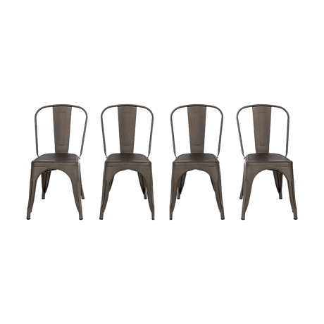 Vintage Metal Stackable Dining Chairs Set of 4
