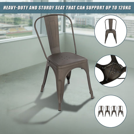 Vintage Metal Stackable Dining Chairs Set of 4