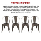 Vintage Metal Stackable Dining Chairs Set of 4