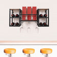 Wall mounted wine rack for 16 bottles with stemware holder and wood shelf