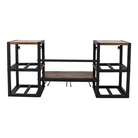 Wall mounted wine rack for 16 bottles with stemware holder and wood shelf