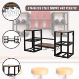 Wall mounted wine rack for 16 bottles with stemware holder and wood shelf