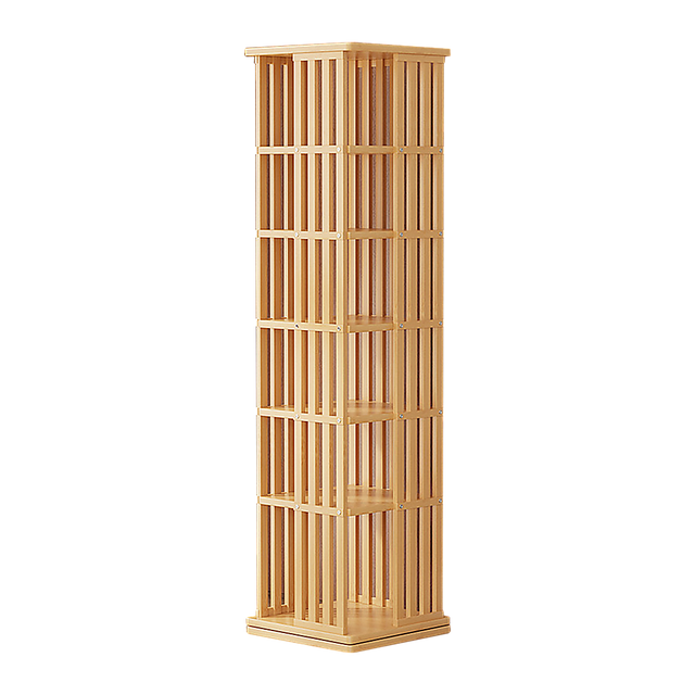 Mile End 6 Tier Rotating Bookshelf, Natural
