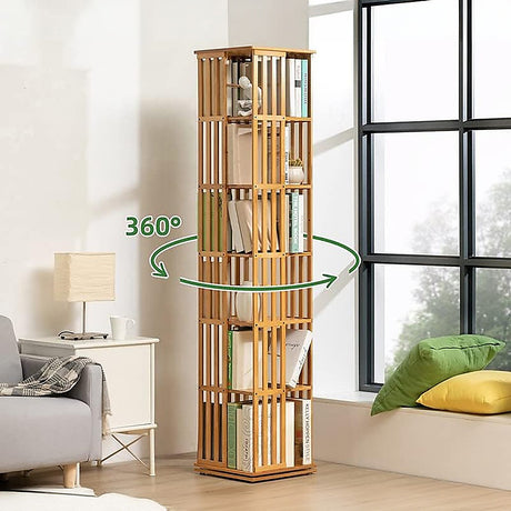 Mile End 6 Tier Rotating Bookshelf, Natural
