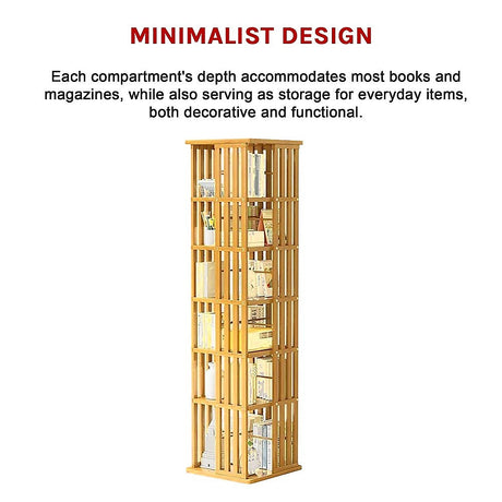 Mile End 6 Tier Rotating Bookshelf, Natural