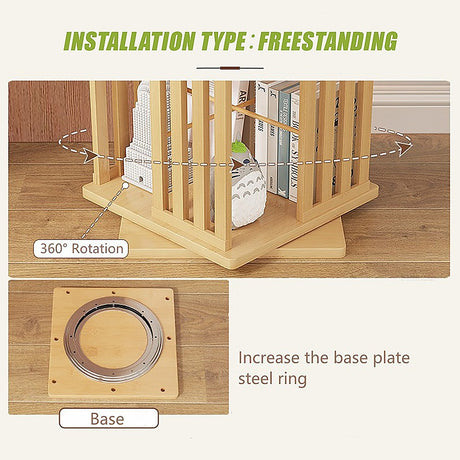 Mile End 6 Tier Rotating Bookshelf, Natural