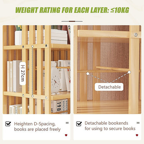 Mile End 6 Tier Rotating Bookshelf, Natural