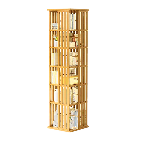 Mile End 6 Tier Rotating Bookshelf, Natural