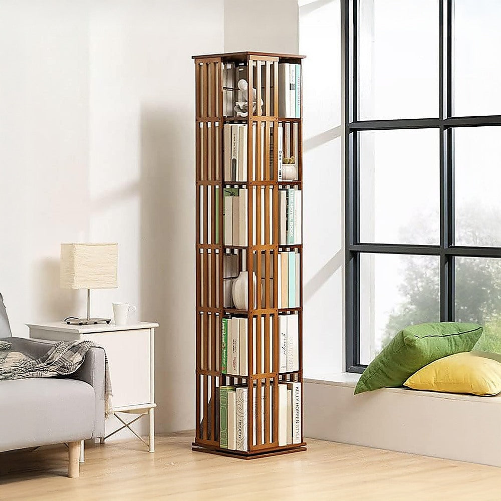 Glenelg 6 Tier Rotating Bookshelf, Dark Wood