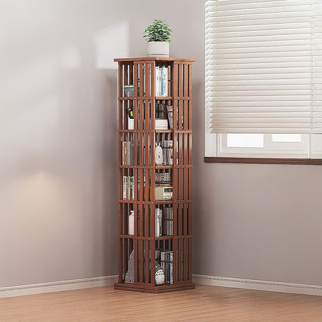 Glenelg 6 Tier Rotating Bookshelf, Dark Wood