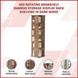 360 Rotating Bamboo Bookshelf in Dark Wood
