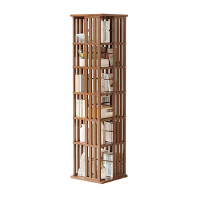 Warwick dark wood rotating 6 tier bamboo bookshelf