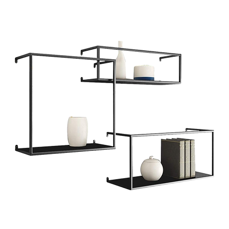 Retro Industrial Floating Shelves - Black Metal