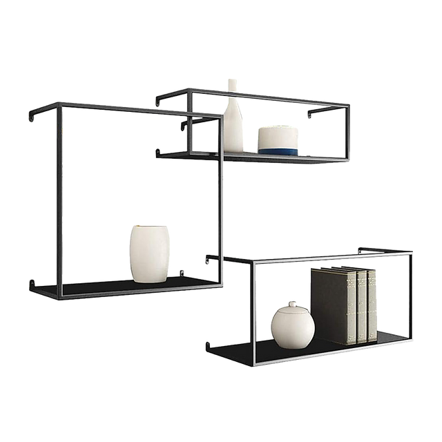 Retro Industrial Floating Shelves - Black Metal