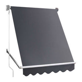 Trogir grey retractable pivot arm window awning 2.4m x 2.1m angled over window